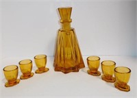 Lot #139 Bohemia Glass Co. amber 7pc decanter