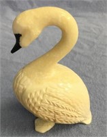 Fabulous ivory swan extremely well carved, 3.5" ta