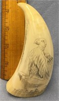 5.5" Whale's tooth scrimmed with a bird         (k