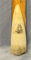 5.5" Whale's tooth scrimmed with a sailing ship