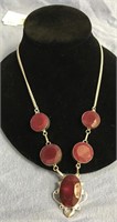 Red stone  necklace         (112)