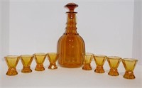 Lot #137 Victorian Amber glass 9pc decanter