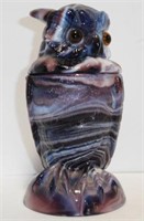 Lot #149 Purple slag covered owl with beaded