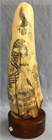 Lady Liberty scrimshawed on mammoth ivory by Micha