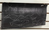 Scrimshawed baleen by Amos Slooko 13" long, scrimm