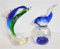 Lot #122 (2) Murano glass dolphins
