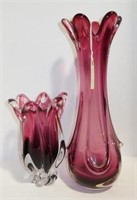 Lot #90 (2) Amethyst Murano vases