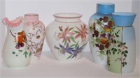 Lot #126 (4) Bristol glass hand painted and