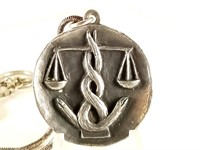 STERLING SILVER SCALES OF JUSTICE RETIRED PENDANT