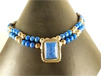 P.A SMITH SIGNED LAPIS AND STERLING SILVER NECKLAC