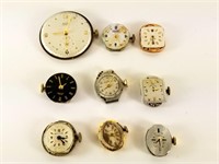 LOT OF 9 VTG WATCH MECHANISMS OMEGA AND MORE