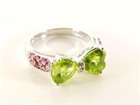 STERLING SILVER & PERIDOT BOW TIE RING