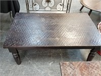 LARGE SCRAPED WOOD WORLD MARKET COFFEE TABLE