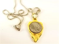 STERLING SILVER CHAIN & BUFFALO NICKEL ARROWHEAD