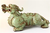 Chinese Figural Crackle Glaze Censor,