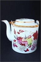 Chinese Porcelain Teapot and Woven Basket,