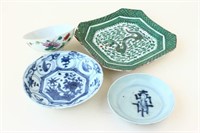 Four Chinese Qing Dynasty Porcelain Dishes,