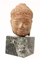 Early Carved Indian Stone Head of Deity,