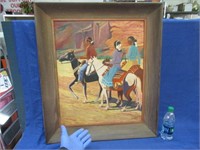 signed navajo painting (3 women on horses)