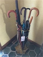 Umbrella Stand & Umbrellas