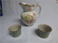 Royal Denmark Cups and Hand painted Pitcher