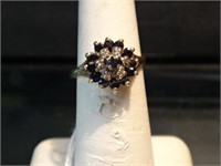 14Kt Blue Sapphire & Diamond Ring 3.1Gr