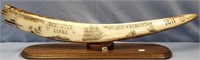 Fabulous old scrimshawed walrus tusk, 31" long, ha