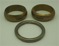 3 Hand Crafted Brass & Silver Lady's Bracelets