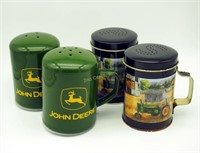 New 2 Pair John Deere Litho Salt & Pepper Shakers