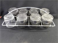 Eight "on the rocks" tumblers in carrier, wide