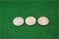 (3) Morgan Silver Dollars  1896,1892o, 1921s