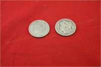 (2) Morgan Silver Dollars 1900o,1921s