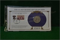 1904 Morgan Silver Dollar w/Stamps & History