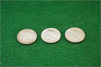(3) Peace Silver Dollars 1922,25,23