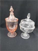 Large pink pedestal style candy dish - small