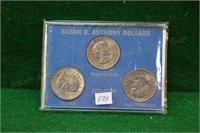 Set of 3 unc Susan B Dollars, 1979p,d,s 1st Year