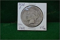 1928p Peace Silver Dollar  VF  key date