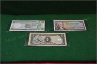 (3) unc Foreign Notes 1977,1957