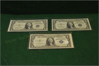 (3) unc 1935 One Dollar Silver Cert. Notes