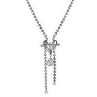 18kt Gold & Silver Italian 7 ctw diamond necklace