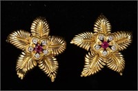 Vera Krupp 18kt Gold Ruby  VVS-1 Diamond star pins
