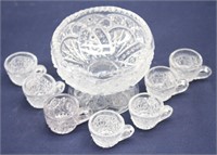 Little Doll Glass Punch Bowl w/ (7) Miniature Cups