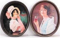 (2) Coca-Cola Reproduction Oval Tin Trays