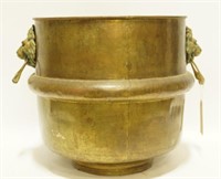 BRASS PLANTER WITH LION HANDLES