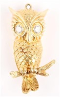 18K YELLOW GOLD DIAMOND OWL PENDANT