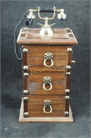 Vintage Wood Jewelry Chest Music Box W Phone