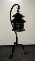 Vintage Black Wrought Iron Candle Lantern