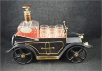 Antique Car Liquor Decanter W Glasses Bar Set