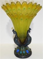 Lot #41 Gorgeous Peacock decorated vase 14”