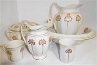 Lot #47 Floral 6pc Ironstone washbowl and